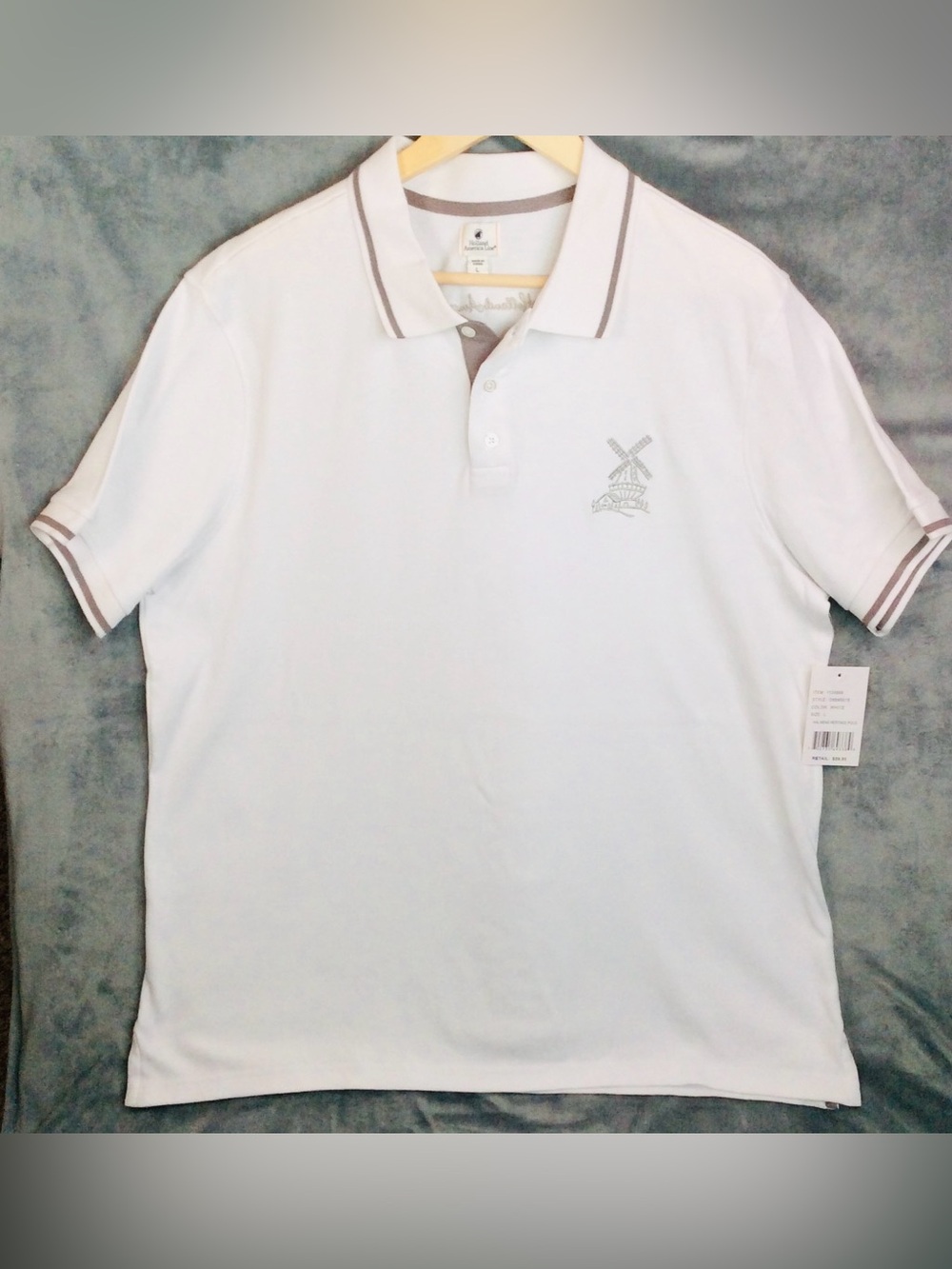Holland America Men's White Polo Shirt with Contrast Trim